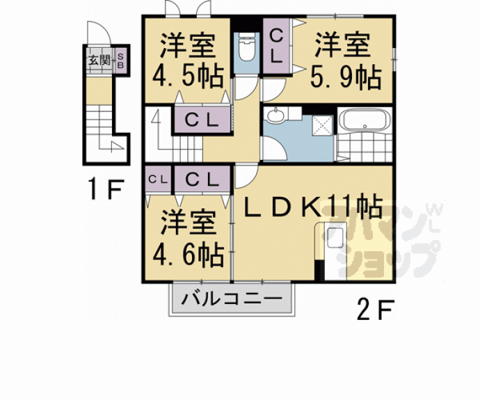 【カーサBBⅡ】間取