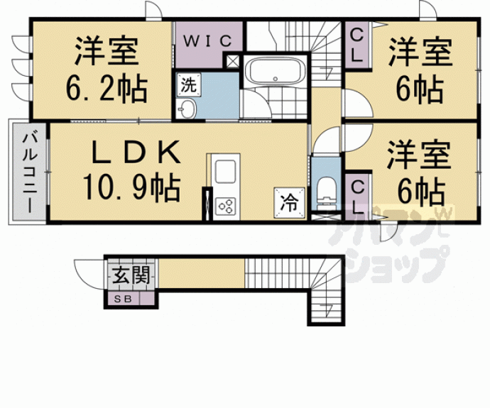 【メゾンフルールB棟】間取
