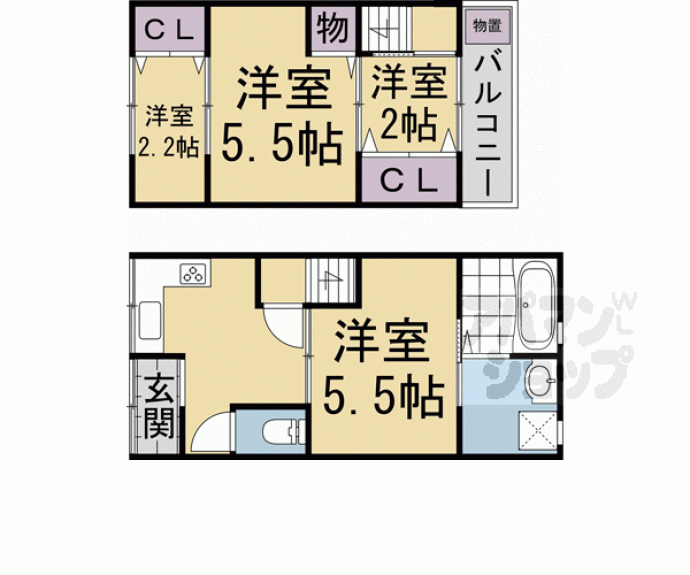 【鷹峯藤林町６－１４４貸家】間取