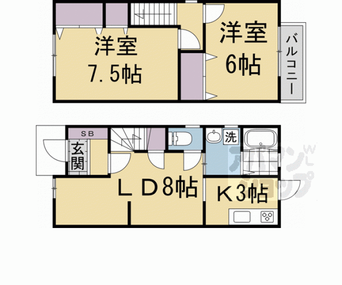 【太秦安井(JR花園駅)貸家】間取