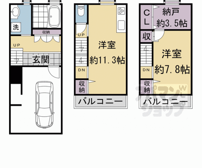 【京都市中京区聚楽廻中町戸建】間取