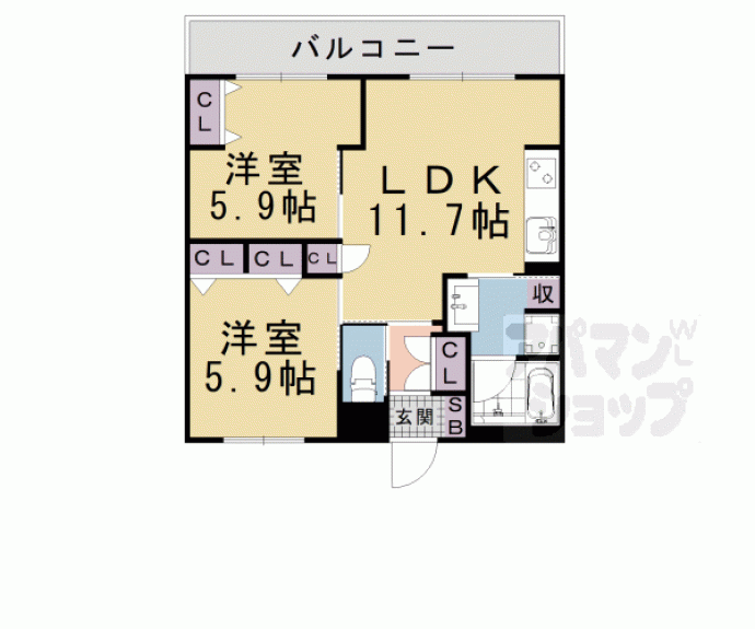 【インサイトルポ山科新十条】間取