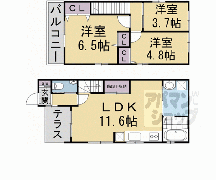 【久世高田町　貸家】間取