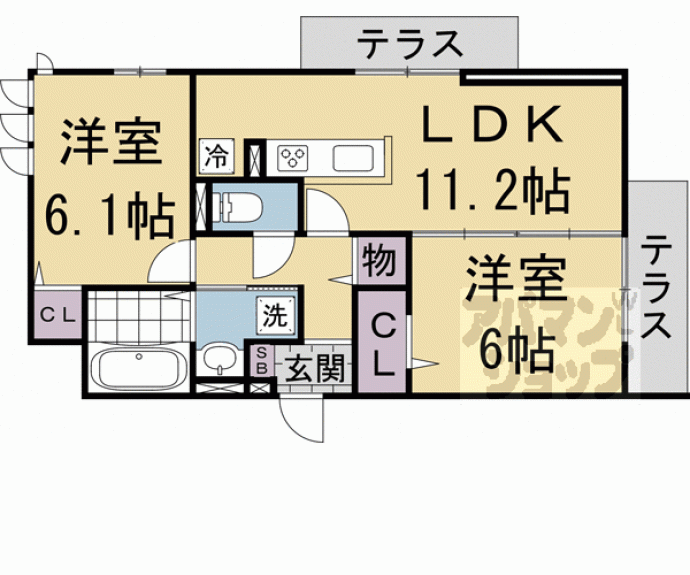 【ベルフィールド西京極　東棟】間取