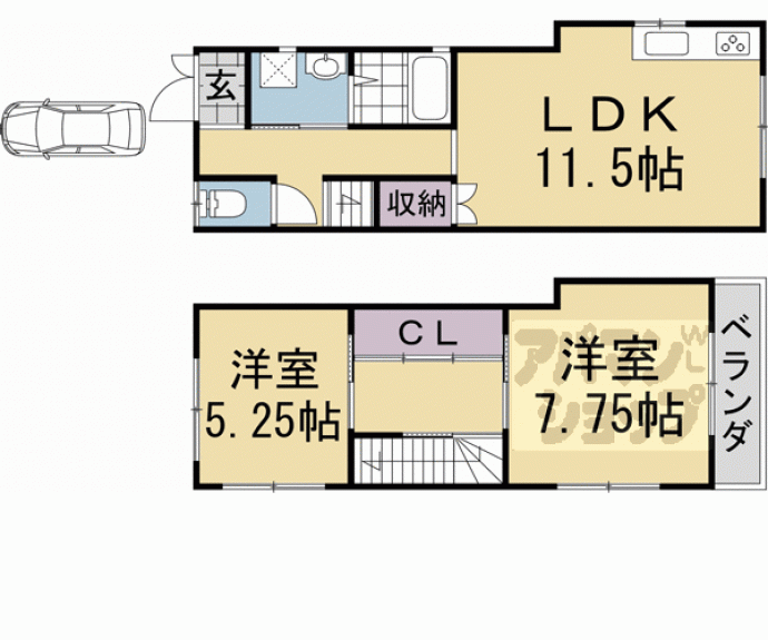 【大宮東小野堀町１３貸家】間取