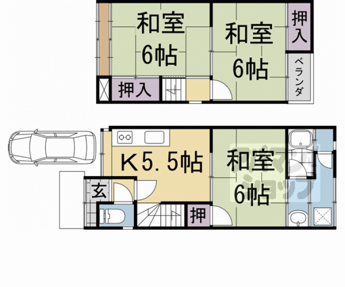 【羽束師古川町貸家】間取