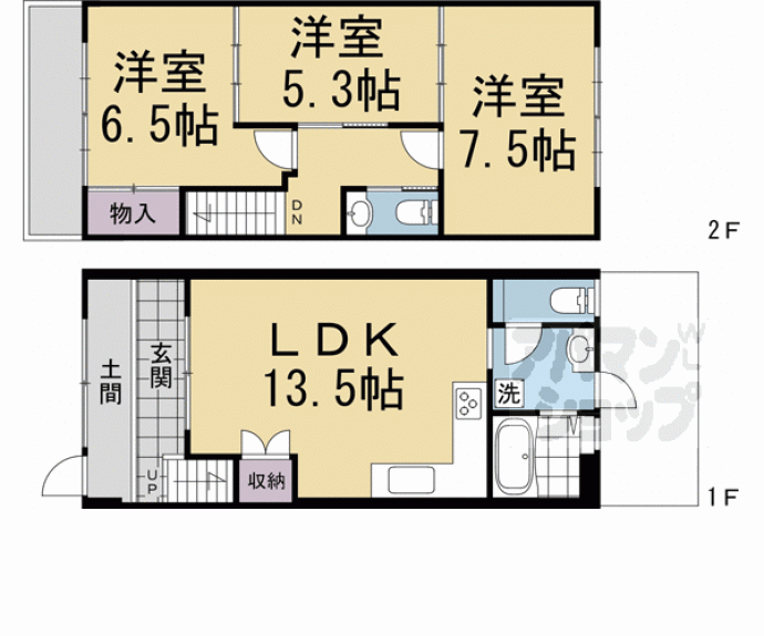 【中堂寺前田町5-23貸家】間取