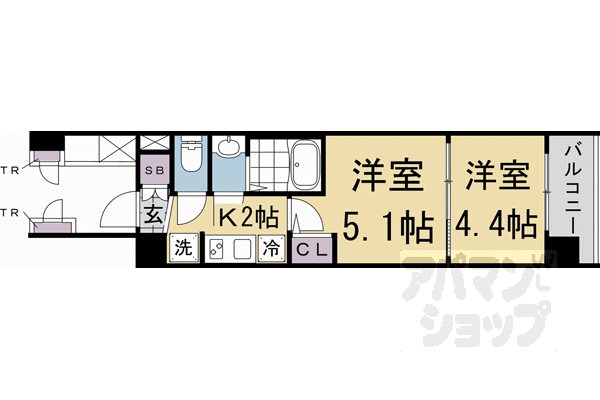 【エステムコート京都二条】間取