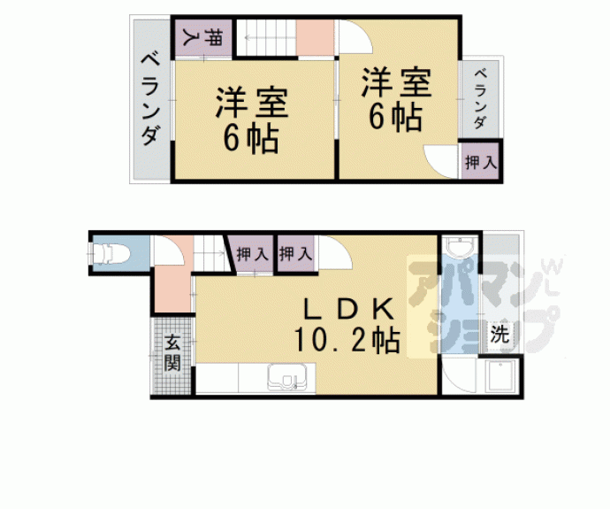【北花山市田町貸家】間取