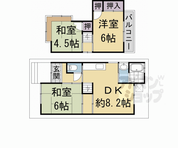 【木幡南山貸家】間取