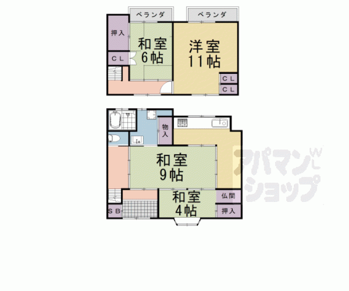【姉大宮町東側テラスハウス】間取