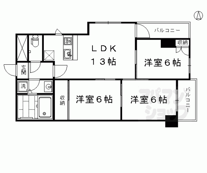 【第４５長栄シャルト五条】間取