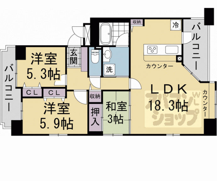 【グラン・コート洛央万寿寺】間取