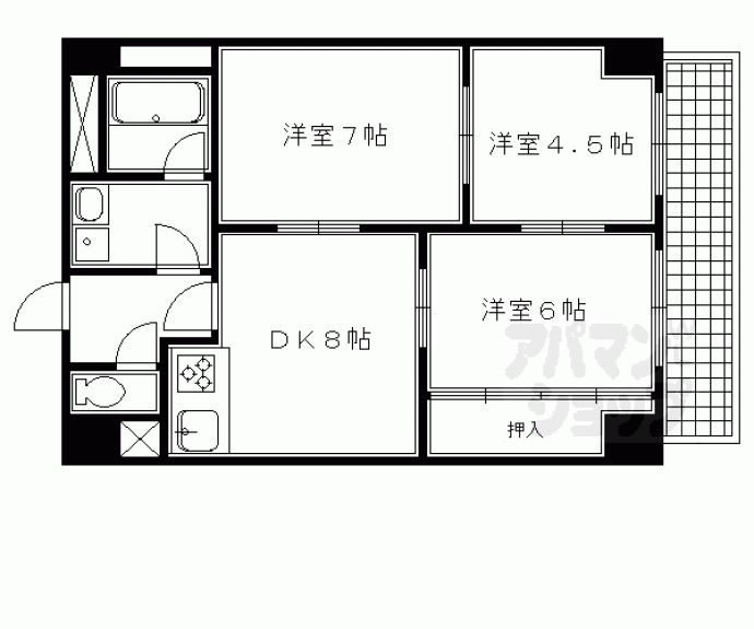 【ＳＡＫＩＺＯ　ＶＩＬＬＡ烏丸四条】間取
