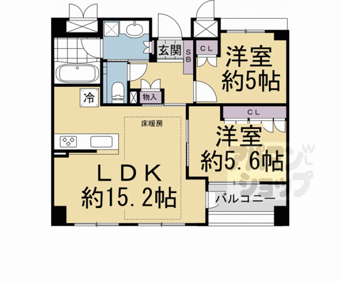 【イーグルコート二条駅ウエスト】間取