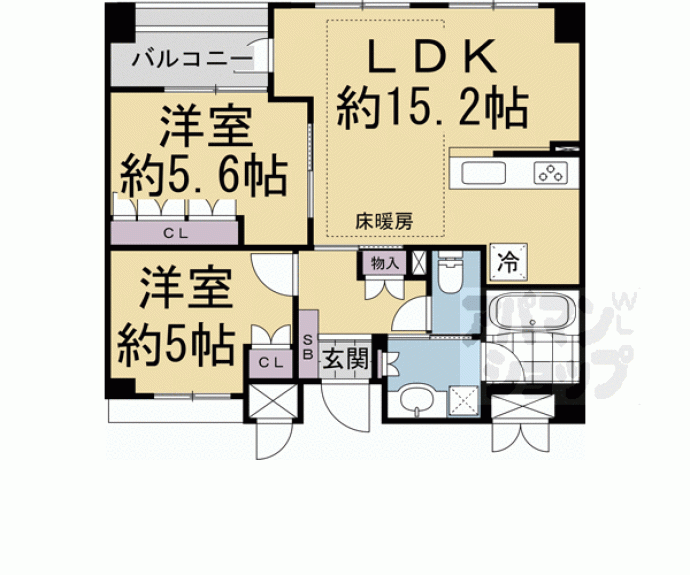 【イーグルコート二条駅ウエスト】間取
