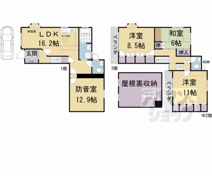 【吉田上阿達町貸家】間取