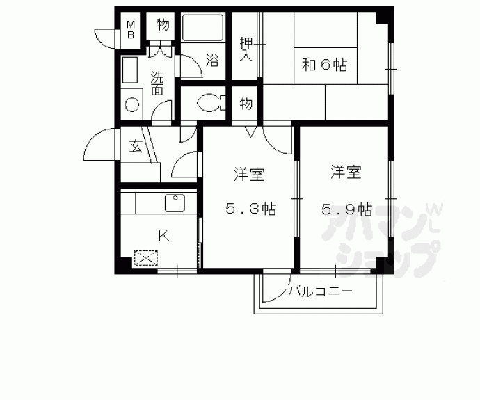 【ライオンズマンション京都河原町】間取