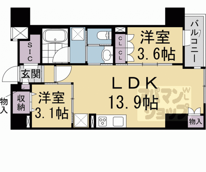 【イニシア京都五条】間取