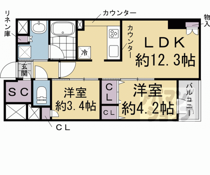 【イニシア京都五条】間取