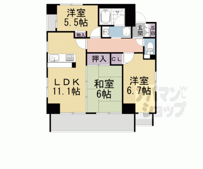 【ライオンズマンション東洞院五条】間取
