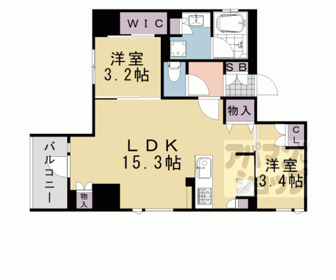【ソルティア京都四条堀川】間取