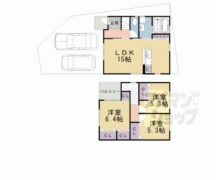 【物集女町南条貸家】間取