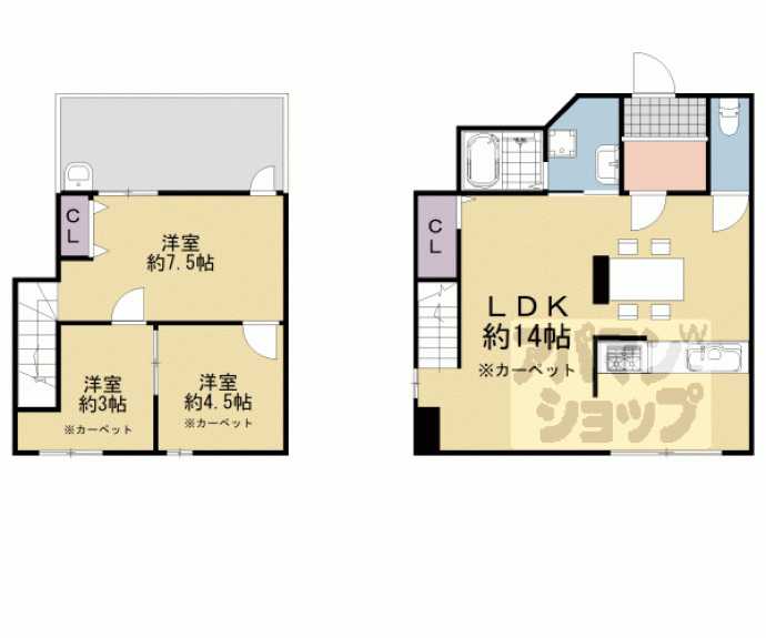 【上京区柏清盛町貸家】間取