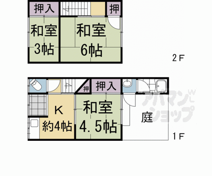 【五ケ庄福角貸家】間取