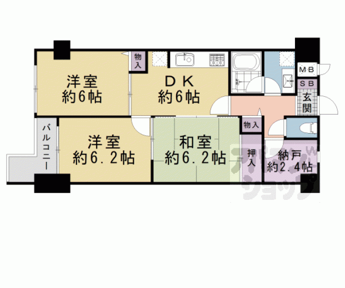 【ライオンズマンション二条城東】間取