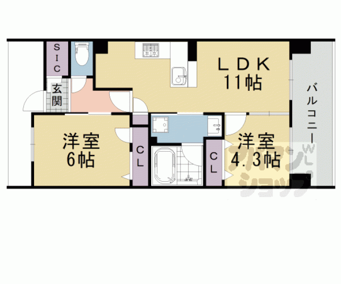 【プレサンスロジェ洛西口　ザ・レジデンス】間取