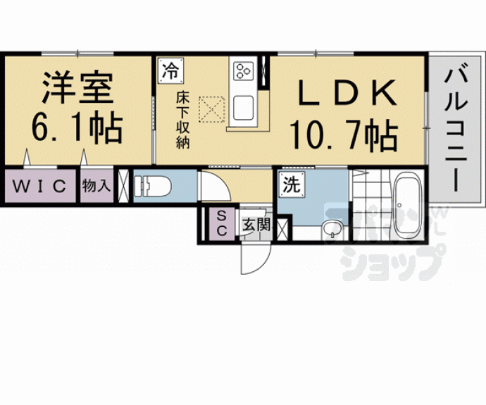 【ＧＲＡＭＭ六地蔵　Ｂ棟】間取