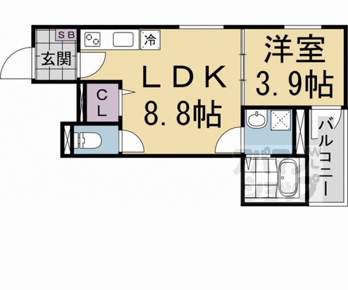 【仮称）中京区壬生下溝町ハイツ】間取