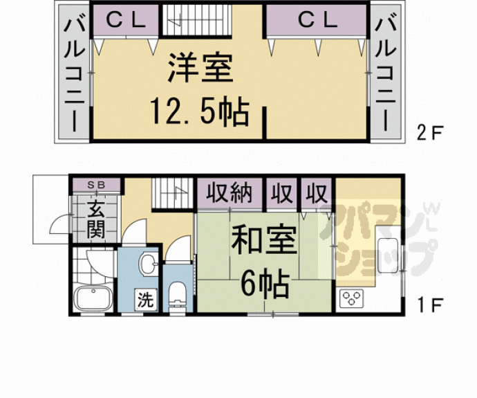 【東九条中札辻町　貸家】間取