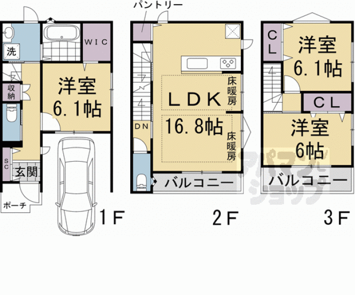 【紫野下築山町6-1貸家】間取