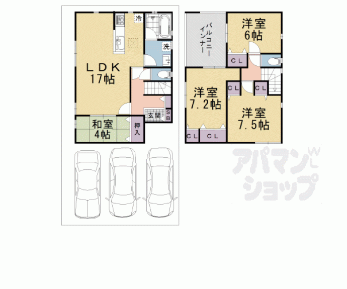 【曽我部町寺長縄手貸家】間取