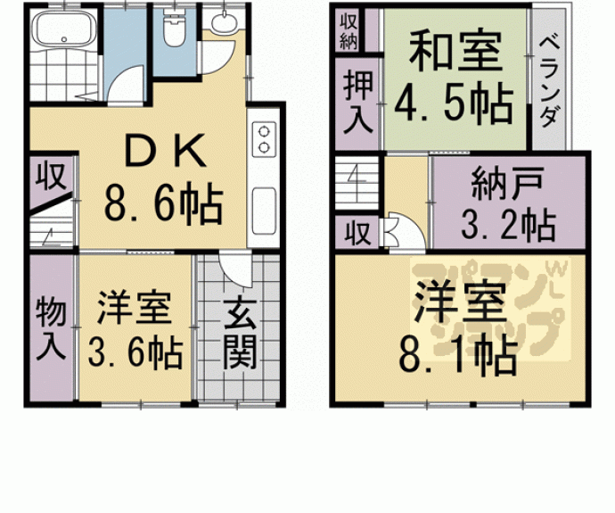 【上京区元真如堂町貸家】間取