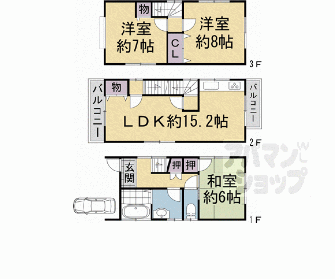 【竹田中島町２８８番地貸家】間取