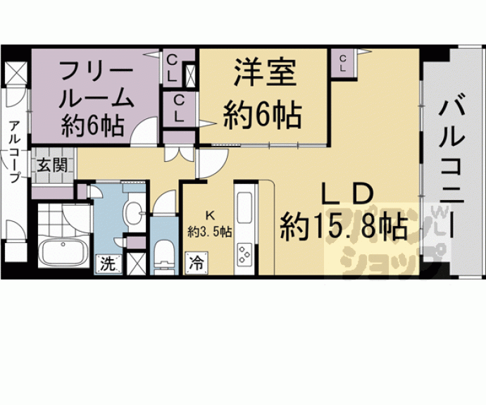【リソシエ伏見丹波橋ウェルネス】間取