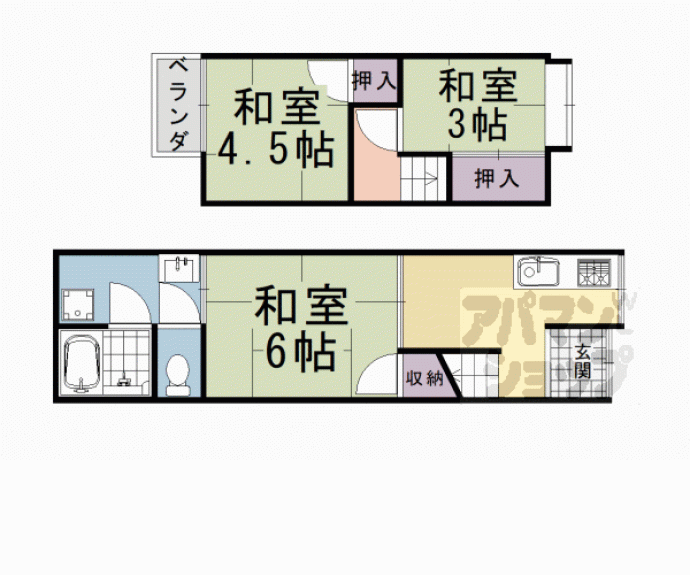 【嵐山茶尻町貸家】間取