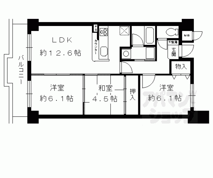 【パデシオン宇治木幡】間取