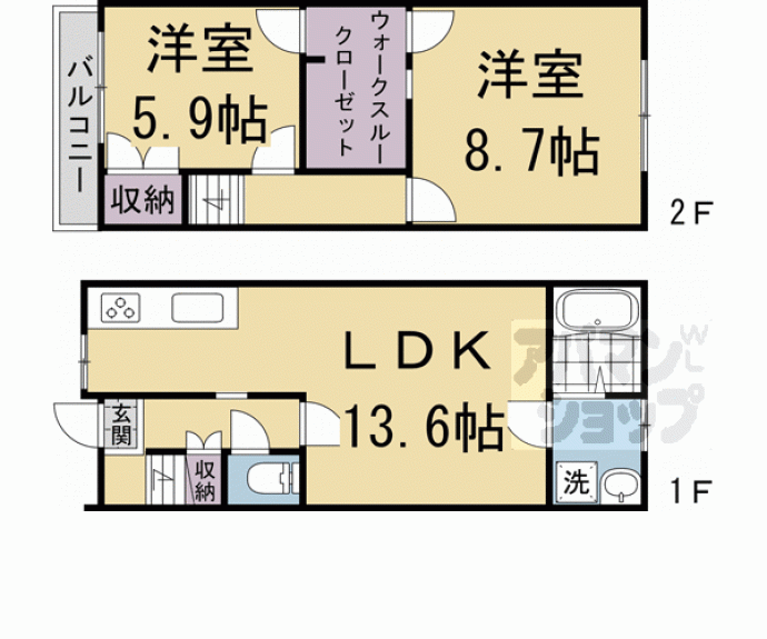 【田中南西浦町５１貸家】間取