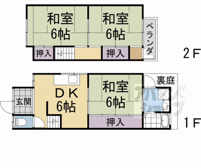 【罧原町貸家】間取