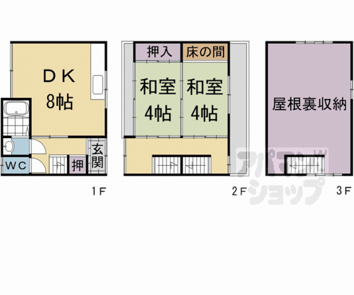 【上京区西町貸家】間取