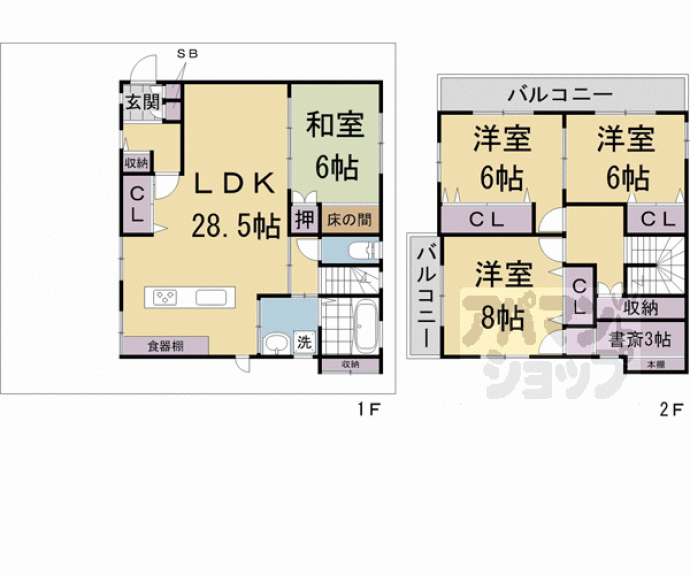 【西野山貸家】間取
