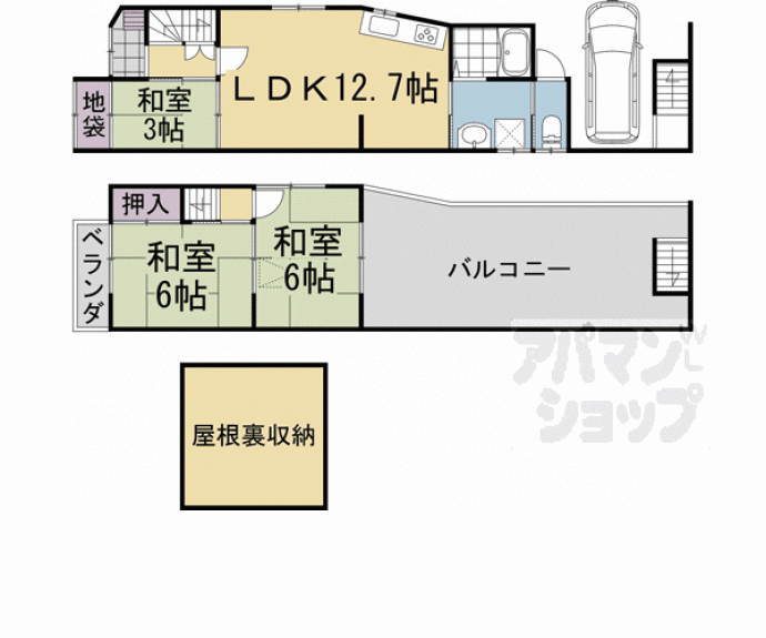 【風呂屋町４９　貸家】間取