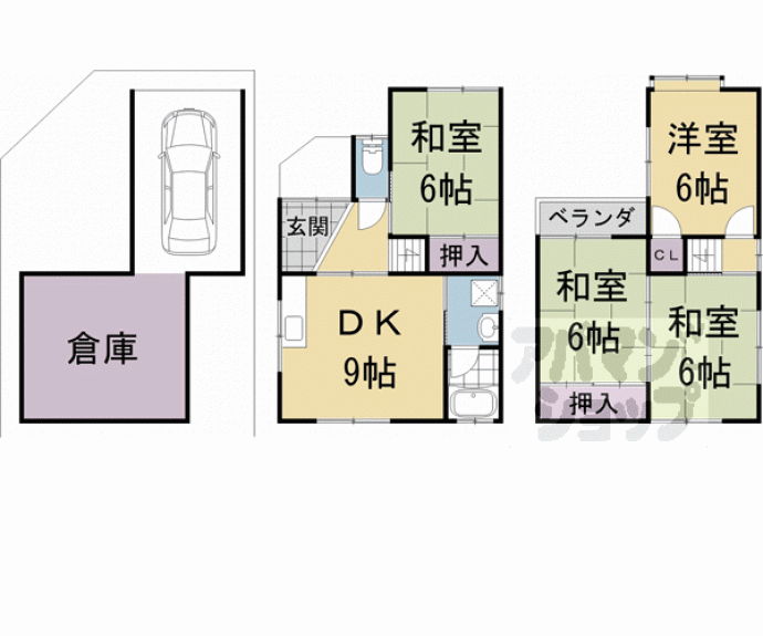 【五ヶ庄新開１４－２７貸家】間取