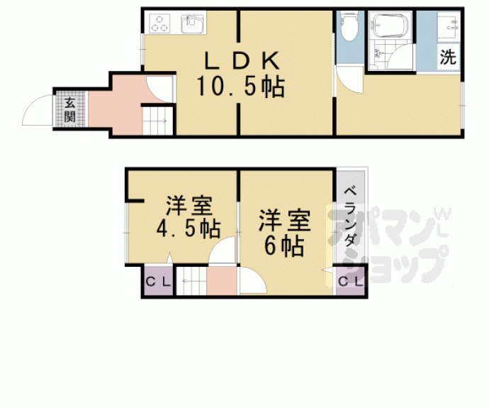 【イースト西野楳本町１０番館】間取