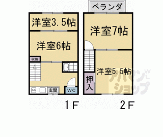 【聚楽廻東町２１－１２貸家】