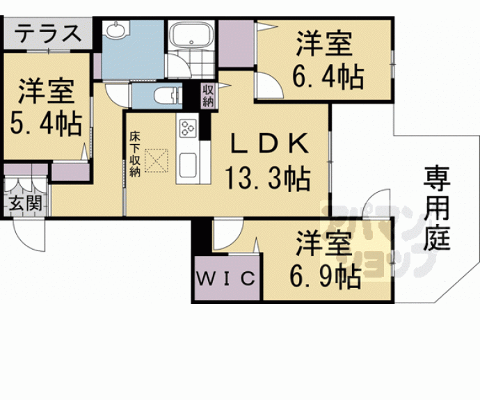 【エクレール　ヴェール　シャーメゾン西院】間取